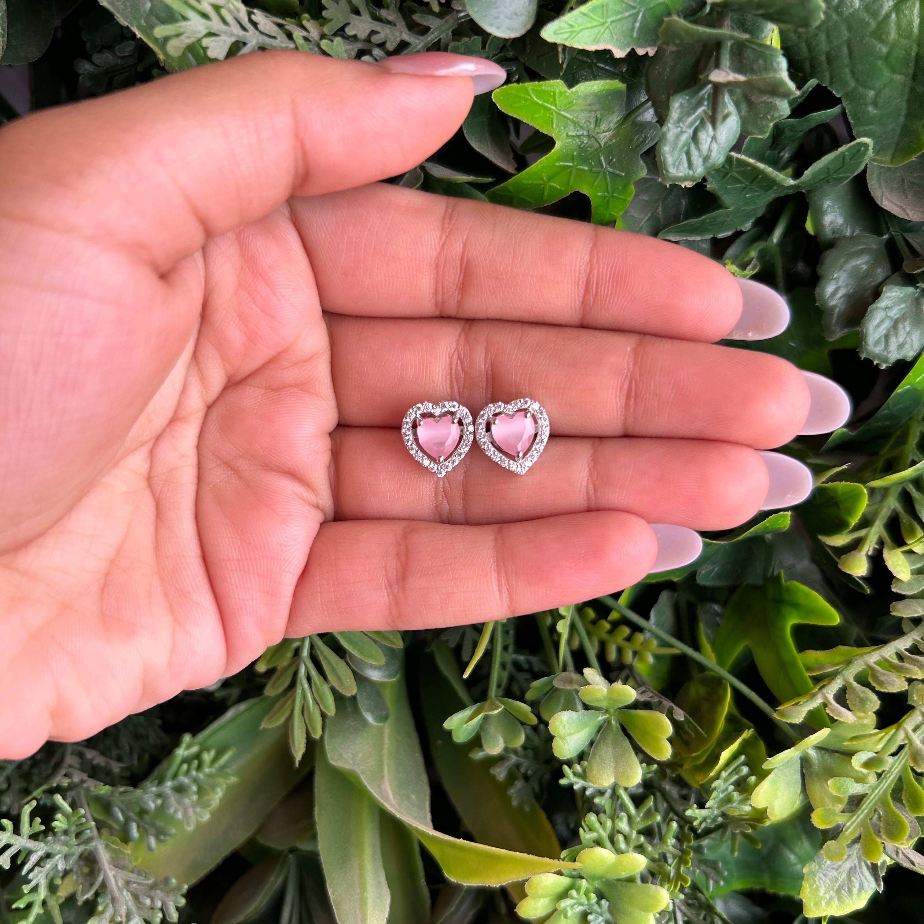 Pink Heart Studs Ellarah Jewellery
