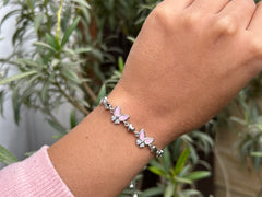 Butterfly Mother of Pearl Adjustable Bracelet - Baby Pink
