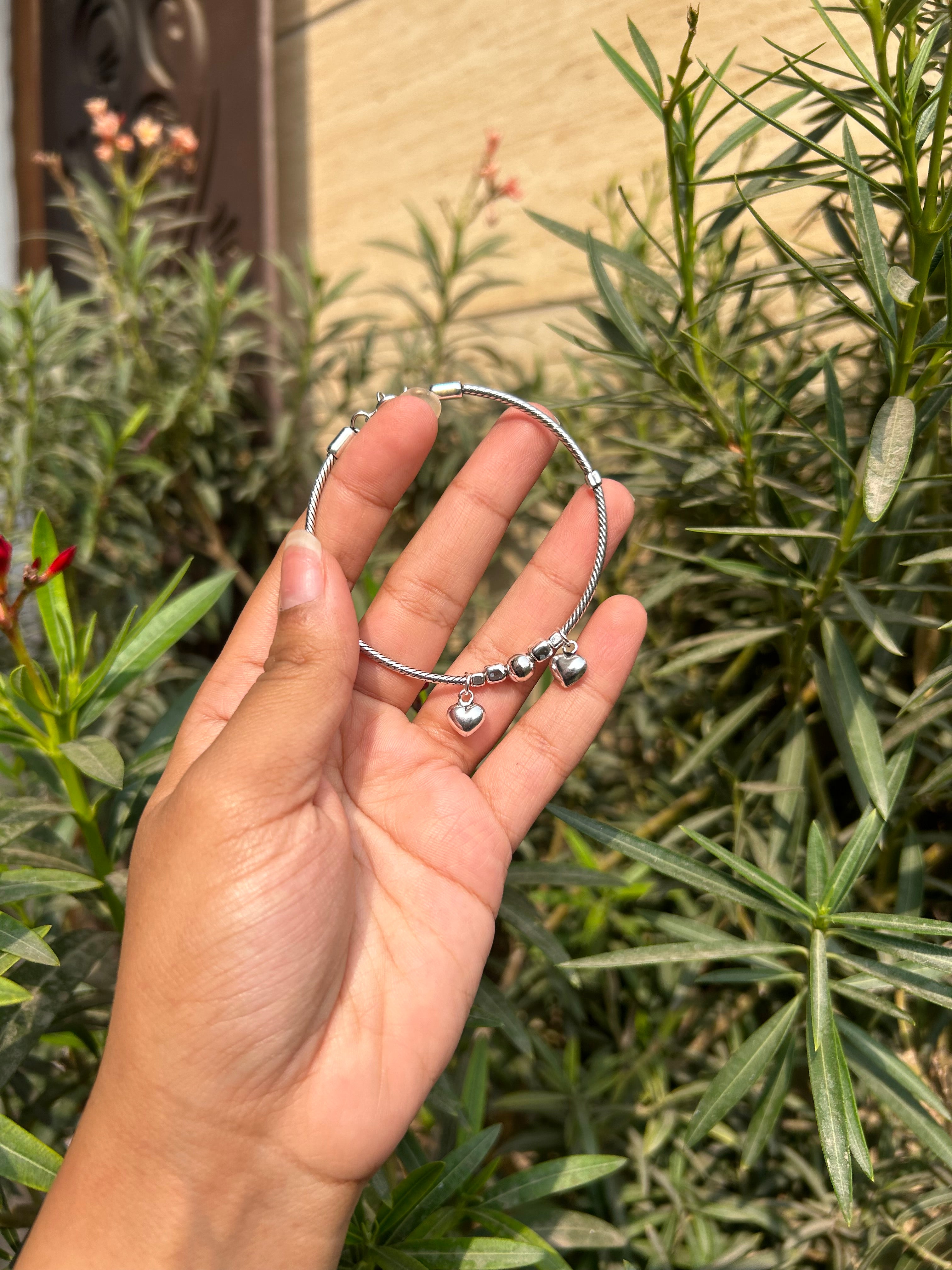 Rhinestone Heart Charm Bracelet | SHEIN IN