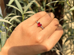 Princess Cut Ring- Red Heart